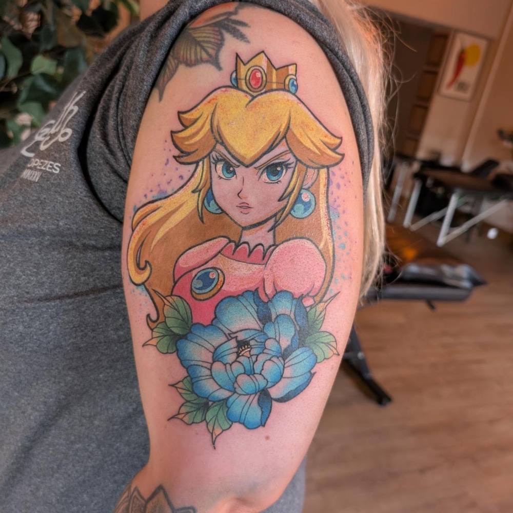 Princess Peach in bold colour, by Amy